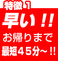 早い！お帰りまで最短45分から